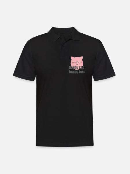 Chat heureux - Polo Homme - noir