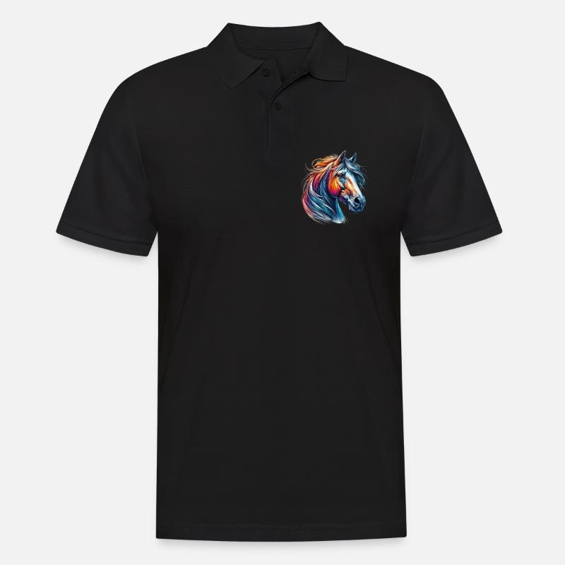 Pferd - Männer Poloshirt - Schwarz