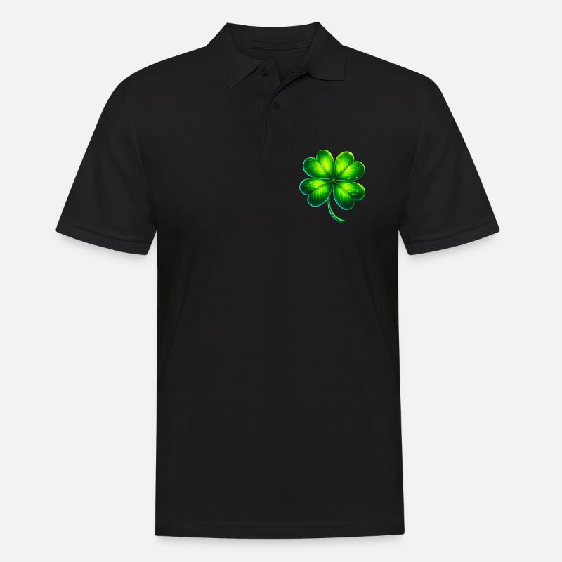 Vierblättriges Kleeblatt - Männer Poloshirt - Schwarz