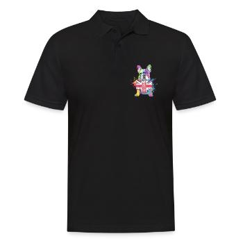 Regenbogen Bulldogge Union Jack - Männer Poloshirt - Schwarz - Vorne - Kai (181cm)