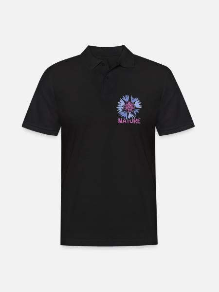 Flowers Nature Design – Wildflower Illustration - Men's Polo Shirt - black