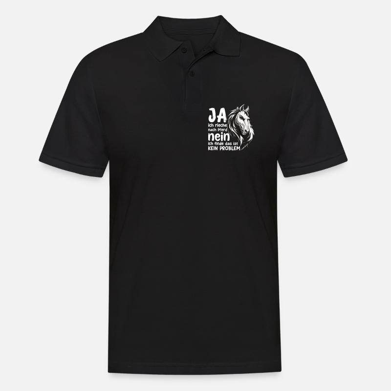 Pferde Spruch mit Pferdekopf Statement Hobby - Männer Poloshirt - Schwarz