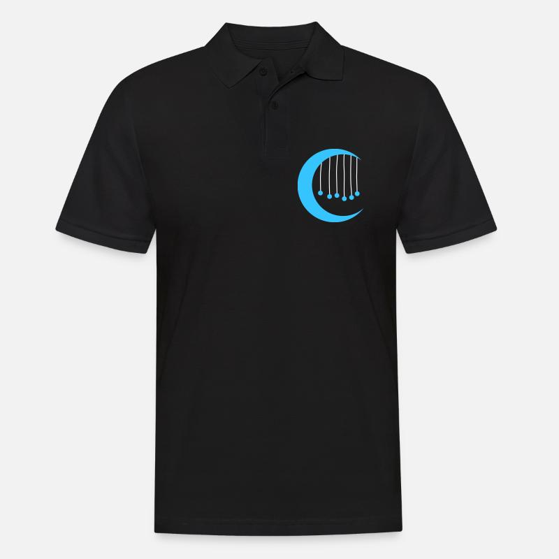 Blauer Mond mit Windspiel - Männer Poloshirt - Schwarz