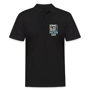 Heimat ist wo man auch abends Moin sagt  - Männer Poloshirt - Schwarz - Vorne - Kai (181cm)