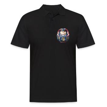 Bunter Daruma mit Blumenmuster Origami Daruma - Männer Poloshirt - Schwarz - Vorne - Kai (181cm)