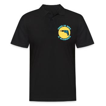 This is Not a Hammer | Drill Pun - Men's Polo Shirt - black - Front - Kai (181cm)