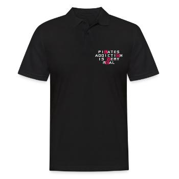 PiLates AddictiOn Is Very REal - Männer Poloshirt - Schwarz - Vorne - Kai (181cm)
