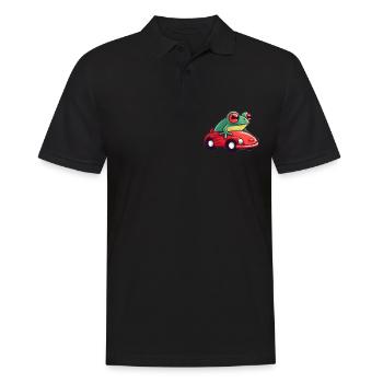 LUSTIGER FROSCH - Männer Poloshirt - Schwarz - Vorne - Kai (181cm)