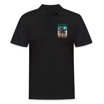 More Ocean Less Plastic Meeresschildkröte Schutz - Männer Poloshirt - Schwarz - Vorne - Kai (181cm)