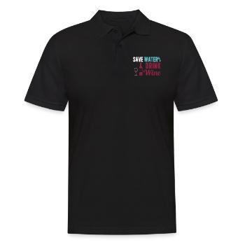 Save Water Drink Wine Funny Winery For Winemaker - Men's Polo Shirt - black - Front - Kai (181cm)