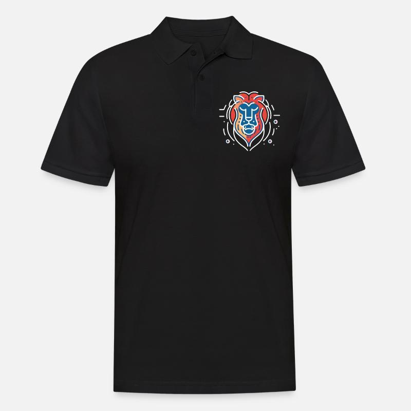 Weiser Löwe - Männer Poloshirt - Schwarz
