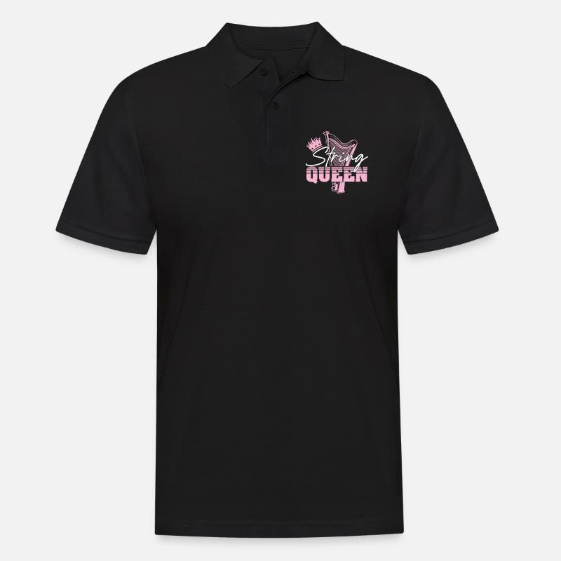 String Queen Harpist Drôle - Polo Homme - noir