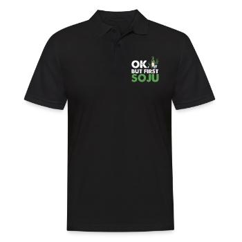 Ok, But First Soju Funny Korean Liquor Drink - Men's Polo Shirt - black - Front - Kai (181cm)