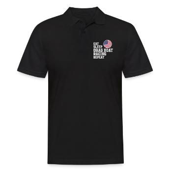 Eat Sleep Patriotisches Drag Boat Racing A Speed - Männer Poloshirt - Schwarz - Vorne - Kai (181cm)
