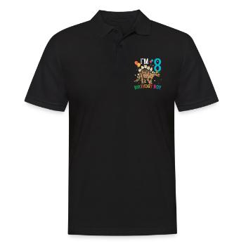 I'm 8 Birthday Boy Stegosaurus 8 Year Old 8th - Men's Polo Shirt - black - Front - Kai (181cm)