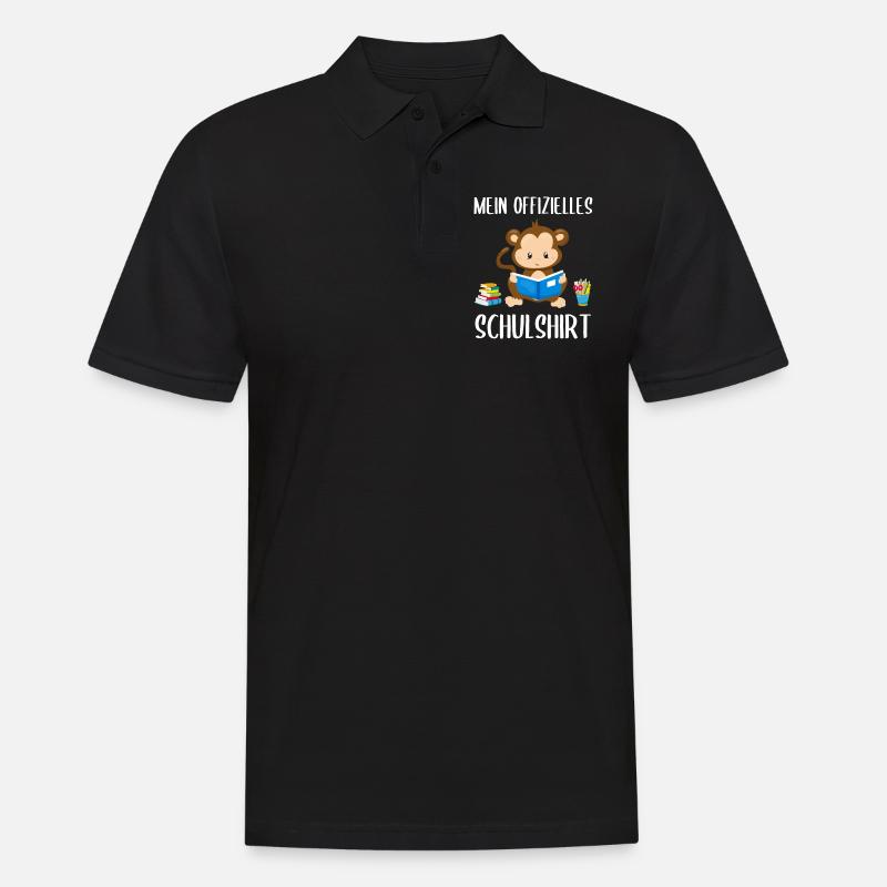 Affe Schulshirt Schulbeginn Schule Geschenk - Männer Poloshirt - Schwarz