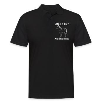 Nur ein Junge - Der Pferde liebt - Männer Poloshirt - Schwarz - Vorne - Kai (181cm)
