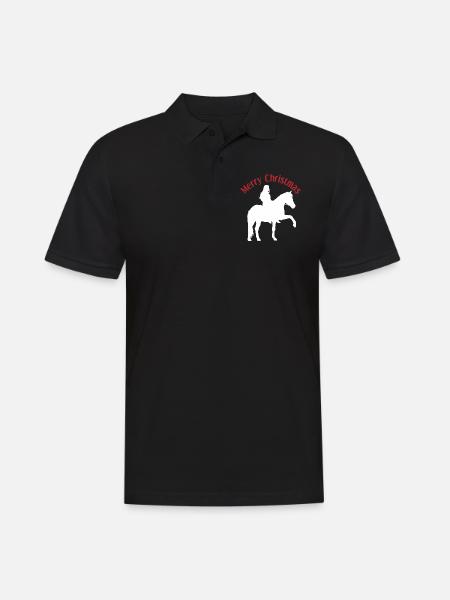 Weihnachtsfreude Mädchen und Pferd - Männer Poloshirt - Schwarz