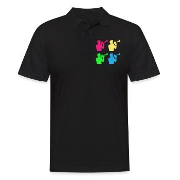 Trompetenklang in Farbe – Musikalischer Regenbogen - Männer Poloshirt - Schwarz - Vorne - Kai (181cm)