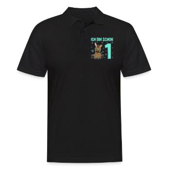 Süßer Esel Feiert Ersten Geburtstag - Männer Poloshirt - Schwarz - Vorne - Kai (181cm)
