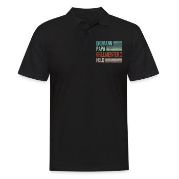 Ehemann Papa Grillmeister Held Vaterschaft - Männer Poloshirt - Schwarz - Vorne - Kai (181cm)