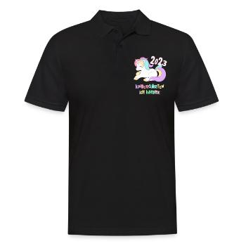 Kindergarten 2023 Einhorn Mädchen Tochter Kita - Männer Poloshirt - Schwarz - Vorne - Kai (181cm)