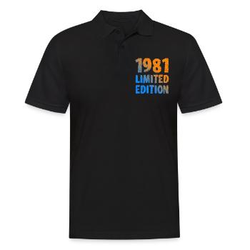 1981 Limited Edition Geburtstag Geschenk Frau Mann - Männer Poloshirt - Schwarz - Vorne - Kai (181cm)