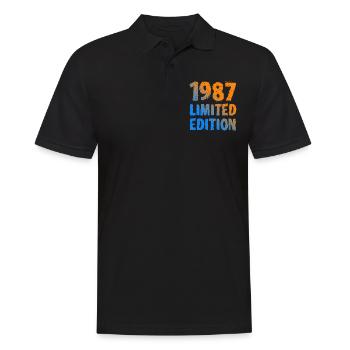 1987 édition limitée anniversaire cadeau femme mari - Polo Homme - noir - Devant - Kai (181cm)