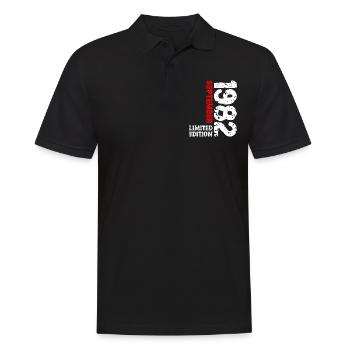 1982 September Limited Edition 41. Geburtstag Deko - Männer Poloshirt - Schwarz - Vorne - Kai (181cm)