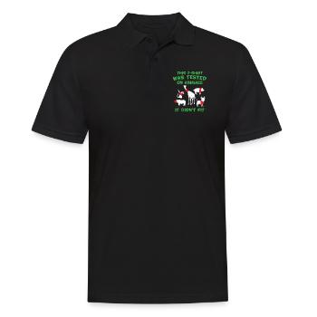 This T-Shirt was tested on animals - it didn´t fit - Männer Poloshirt - Schwarz - Vorne - Kai (181cm)