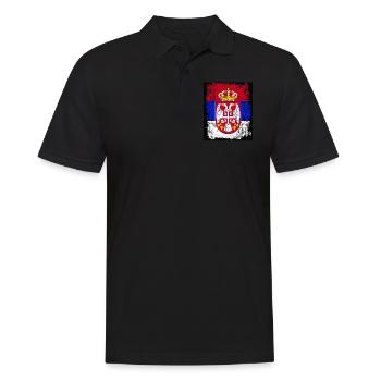 Serbie Serbie Srbija Србија drapeau aux armoiries - Polo Homme - noir - Devant - Kai (181cm)