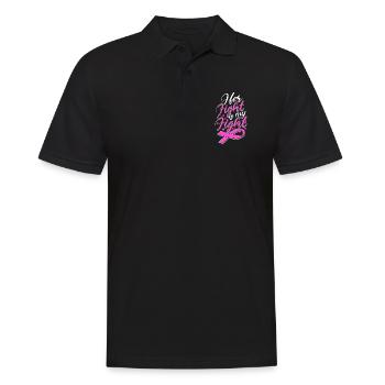 Son combat est mon combat - combattant du cancer du sein - Polo Homme - noir - Devant - Kai (181cm)