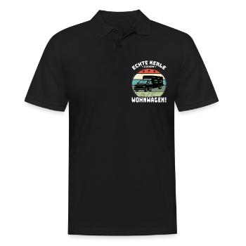 ICH WILL IN DIE NATUR ABER NUR MIT WOHNWAGEN - Männer Poloshirt - Schwarz - Vorne - Kai (181cm)