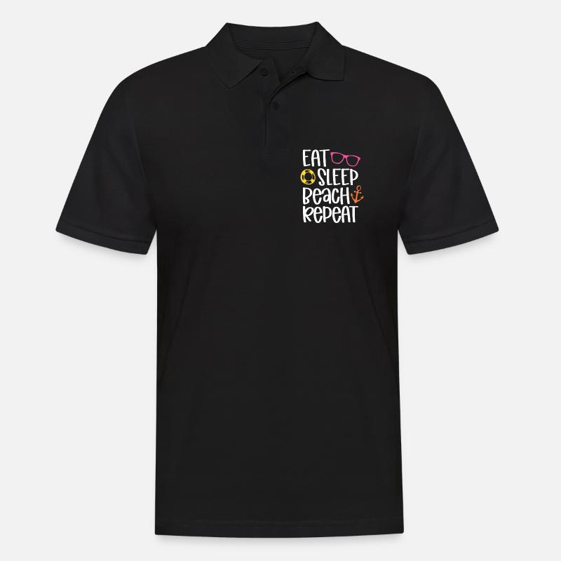 Eat Sleep Beach Repeat - Männer Poloshirt - Schwarz