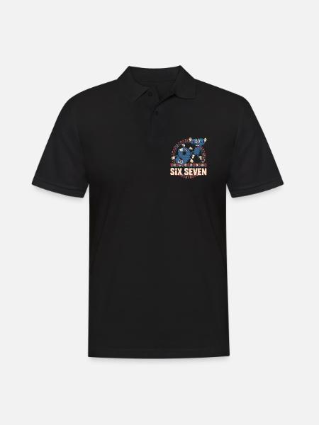 6 7 Sechs Sieben Meme -- Aura Points Kids Gaming - Männer Poloshirt - Schwarz