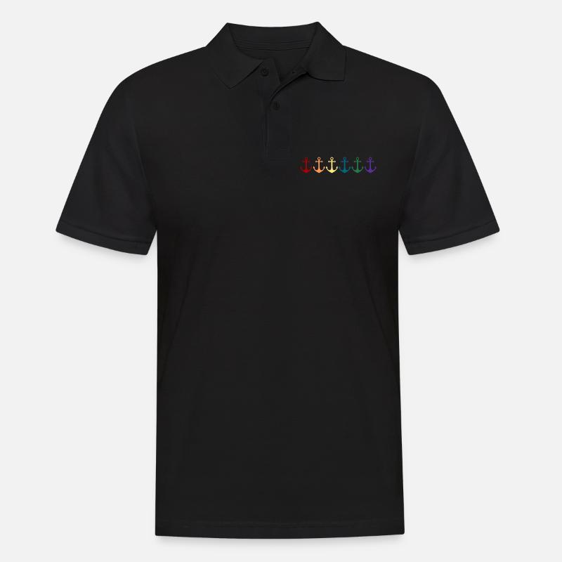 Regenbogen Anker - Männer Poloshirt - Schwarz