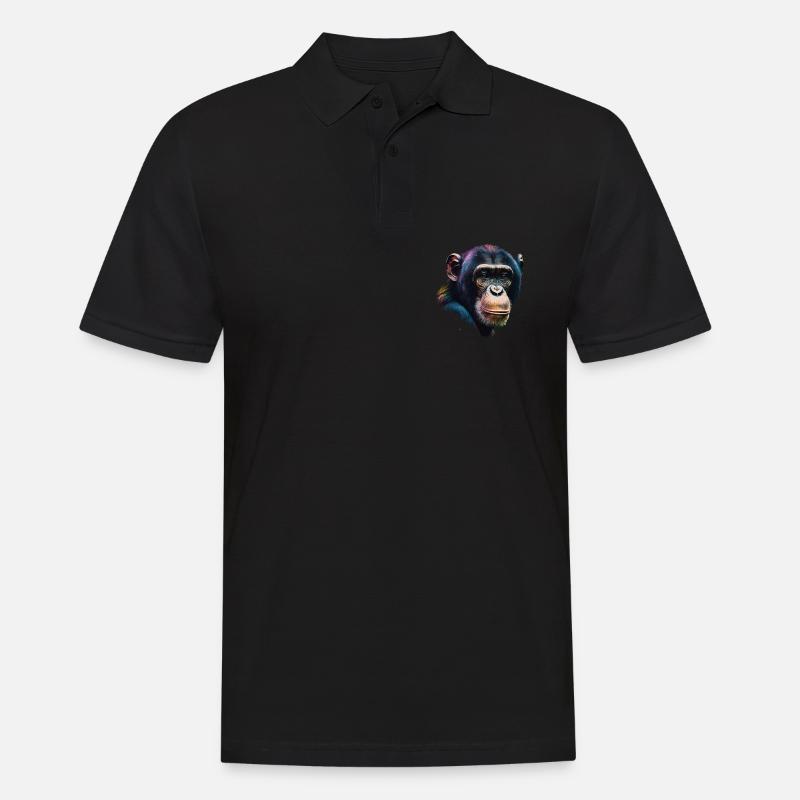 Schimpansen Affe Porträt - Männer Poloshirt - Schwarz