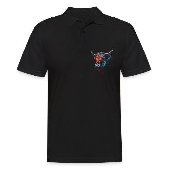 Schottisches Hochlandrind Porträt - Männer Poloshirt - Schwarz - Vorne - Kai (181cm)
