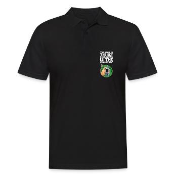 The brain is the key geocaching is the challenge - Men's Polo Shirt - black - Front - Kai (181cm)