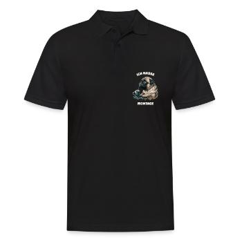 Ich hasse Montage! Mops Hund - Männer Poloshirt - Schwarz - Vorne - Kai (181cm)