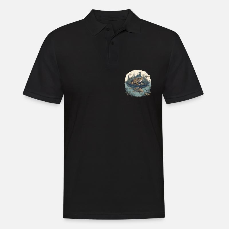 Kröte Am Teich - Männer Poloshirt - Schwarz