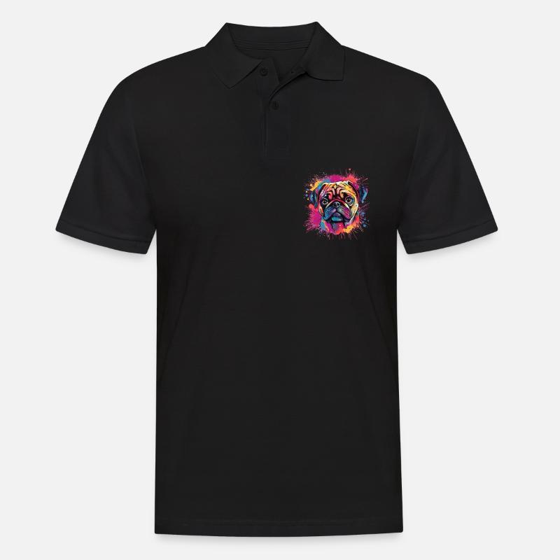 Mops-farbspritzer-design - Männer Poloshirt - Schwarz