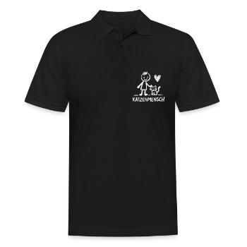 Katzenmensch - Doodle Design für Katzenliebhaber - Männer Poloshirt - Schwarz - Vorne - Kai (181cm)