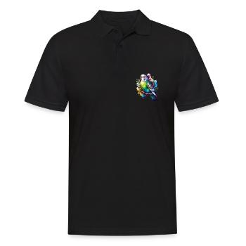 Aquarelle Budgie Serenity – Delicate Bird Art - Männer Poloshirt - Schwarz - Vorne - Kai (181cm)