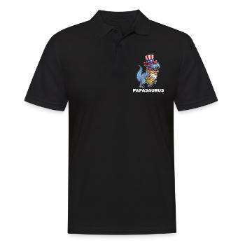 Patriotic Day Papa Dinosaur 4th Of July Dino - Männer Poloshirt - Schwarz - Vorne - Kai (181cm)
