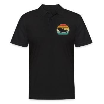 Retro Shark Sunset Shark Grand Blanc - Polo Homme - noir - Devant - Kai (181cm)