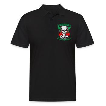 Unterschätze niemals Opa mit einem Dartpfeil - Männer Poloshirt - Schwarz - Vorne - Kai (181cm)