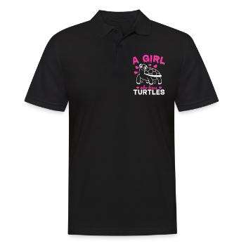 Turtle Girl Cute Turtle - A girl who - Men's Polo Shirt - black - Front - Kai (181cm)