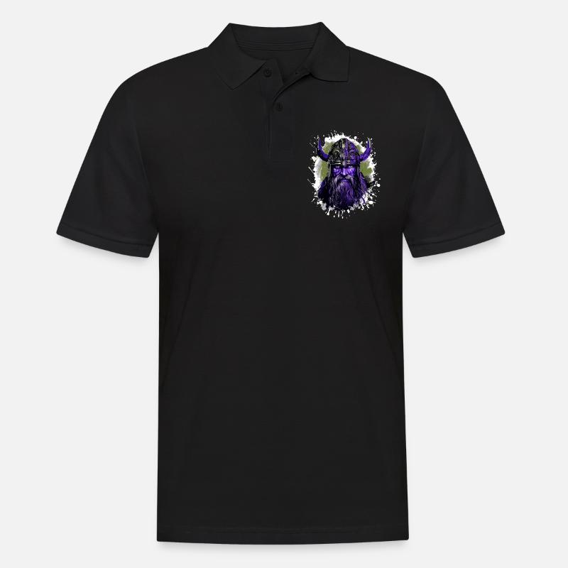 Wikinger Kopf Valhalla Krieger Bunt - Männer Poloshirt - Schwarz