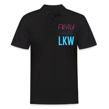 Frau fährt LKW - Männer Poloshirt - Schwarz - Vorne - Kai (181cm)
